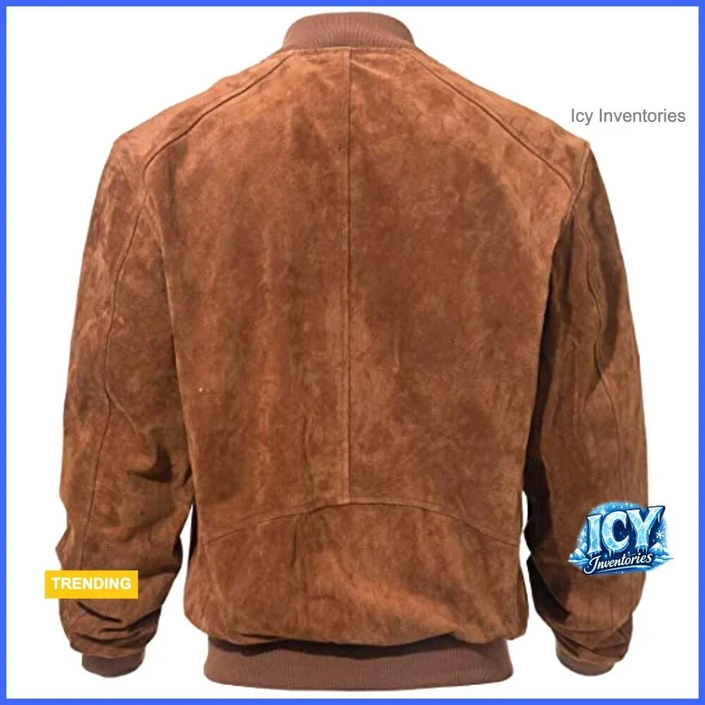Men's Leather Baseball Jacket Vintage Suede Pigskin